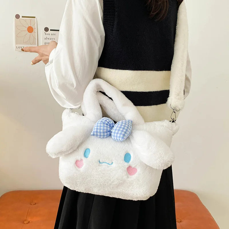 MINISO Sanrio Plush Bag Kawaii Kuromi Cinnamoroll Melody Cartoon Anime Handbag Crossbody Cosmetic Travel Storage Bags MINISO Sanrio Plush Bag Kawaii Kuromi Cinnamoroll Melody Cartoon Anime Handbag Crossbody Cosmetic Travel Storage Bags